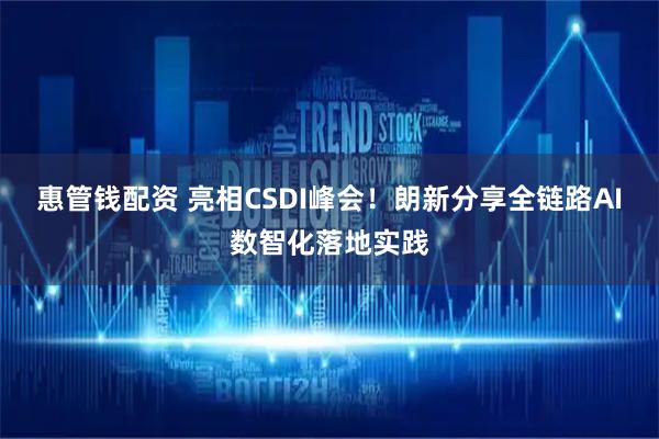 惠管钱配资 亮相CSDI峰会！朗新分享全链路AI数智化落地实践