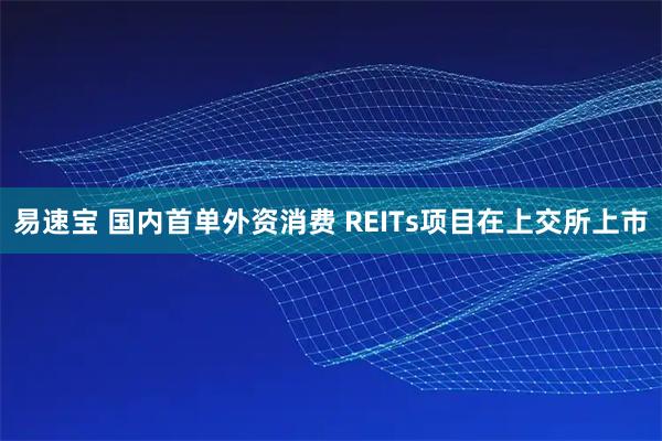 易速宝 国内首单外资消费 REITs项目在上交所上市