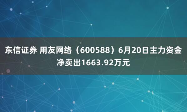 东信证券 用友网络（600588）6月20日主力资金净卖出1663.92万元